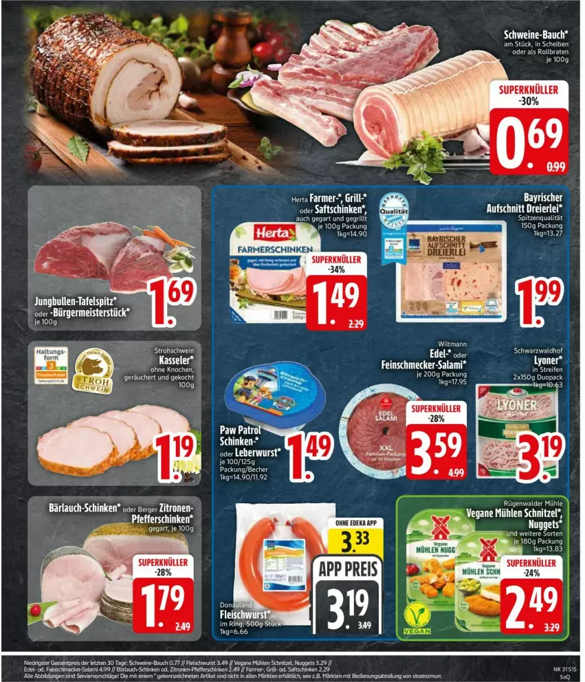 Aktueller Prospekt Edeka - Prospekte - von 27.07 bis 01.08.2026 - strona 17 - produkty: aufschnitt, Bau, Berger, deka, eier, eis, Elan, farmerschinken, fleisch, fleischwurst, Germ, jungbullen, kasseler, leberwurst, Meister, nuggets, reis, rel, schinken, schnitzel, schwein, schweine, schweine-bauch, spitzenqualität, tafelspitz, Ti, wein, weine, wurst, zitrone, zitronen, ZTE