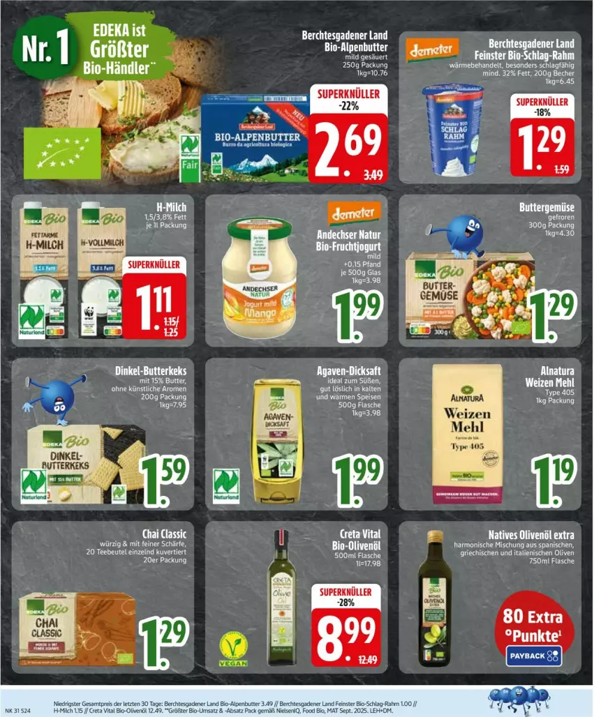Aktueller Prospekt Edeka - Prospekte - von 27.07 bis 01.08.2026 - strona 26 - produkty: agaven, alpenbutter, beutel, bio, Bio-Olivenöl, butter, butterkeks, creta vital, dicksaft, eis, elle, flasche, keks, natur, natura, olive, oliven, olivenöl, reis, saft, tee, Teebeutel, Ti, vita, ZTE
