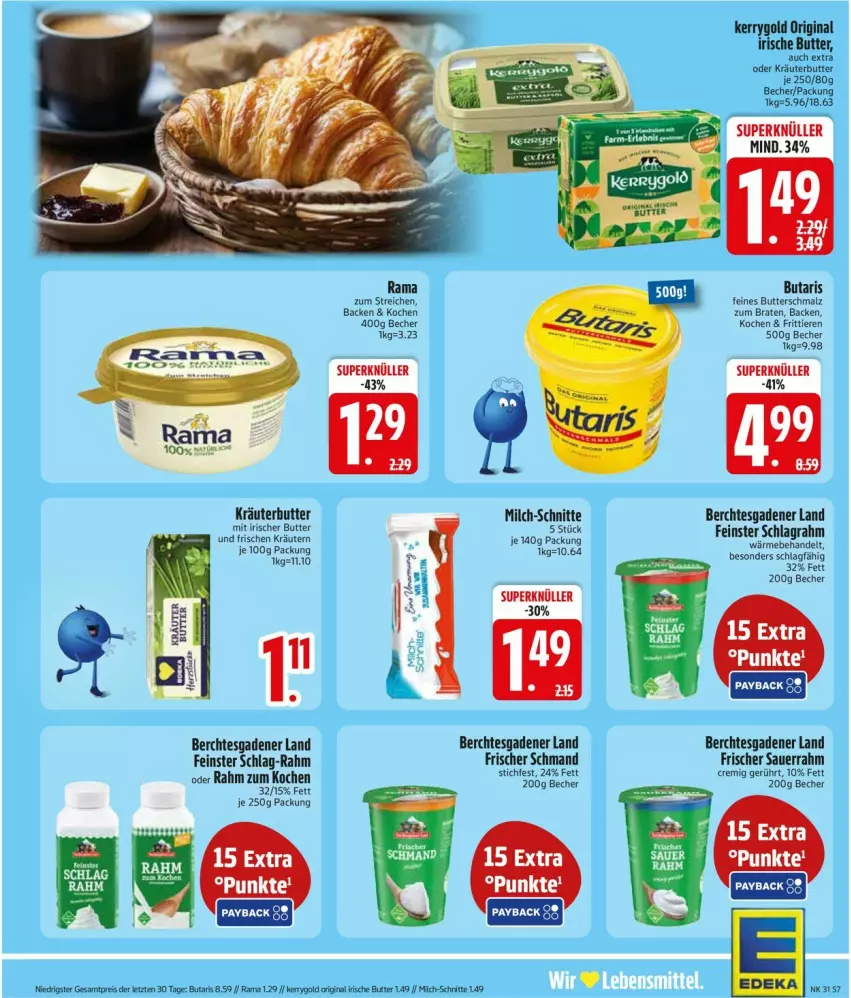 Aktueller Prospekt Edeka - Prospekte - von 27.07 bis 01.08.2026 - strona 9 - produkty: auer, Becher, braten, butter, Butterschmalz, deka, eis, gin, irische butter, kerrygold, kräuter, kräuterbutter, malz, milch, milch-schnitte, oder kräuter, payback, rama, reis, Sauerrahm, Schmalz, schmand, Ti, Tiere, ZTE