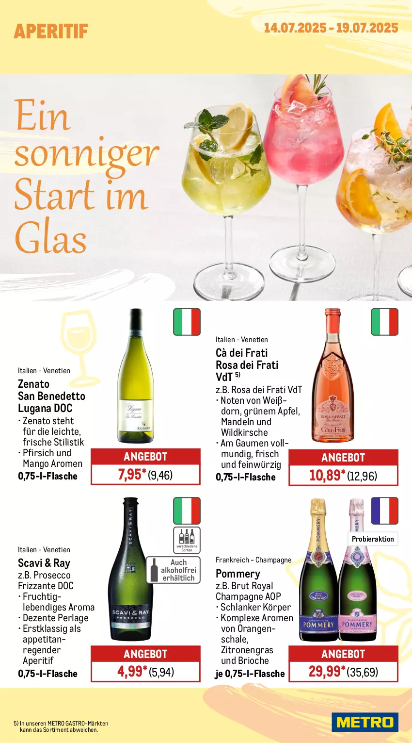 Aktueller Prospekt Metro - Wochen-Angebote Gastro - von 14.07 bis 19.07.2025 - strona 16 - produkty: angebot, aperitif, apfel, bier, brut, champagne, ecco, ente, flasche, frizzante, frucht, kirsch, kirsche, mandel, mandeln, mango, Metro, metro gastro, orange, orangen, perla, pfirsich, prosecco, Schal, Schale, Ti, Wild, zitrone, zitronen