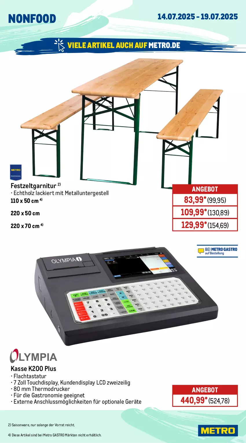 Aktueller Prospekt Metro - Wochen-Angebote Gastro - von 14.07 bis 19.07.2025 - strona 21 - produkty: angebot, drucker, garnitur, Holz, K2, lack, Metro, metro gastro, Tastatur, Ti, Zelt