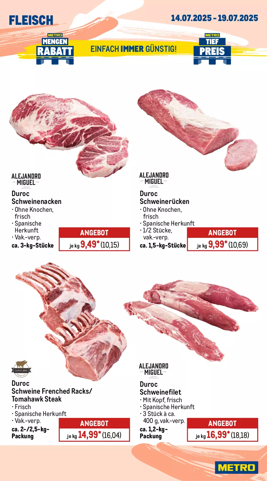 Aktueller Prospekt Metro - Wochen-Angebote Gastro - von 14.07 bis 19.07.2025 - strona 4 - produkty: angebot, eis, filet, fleisch, schwein, schweine, schweinefilet, schweinenacken, schweinerücken, steak, Ti, wein, weine