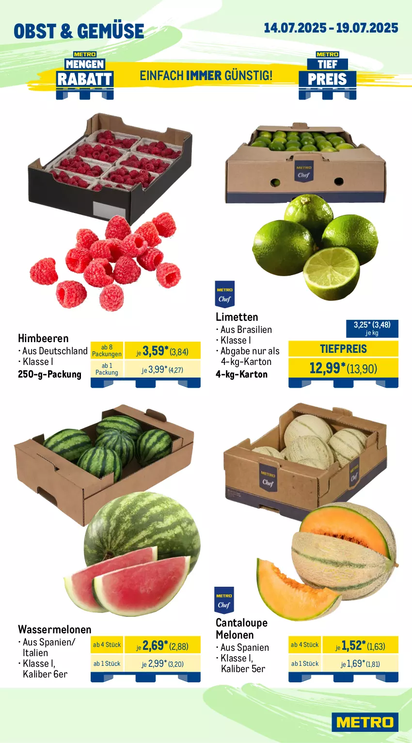 Aktueller Prospekt Metro - Wochen-Angebote Gastro - von 14.07 bis 19.07.2025 - strona 8 - produkty: beere, beeren, eis, himbeer, himbeere, himbeeren, limette, limetten, melone, melonen, Mett, metten, obst, reis, Ti, tiefpreis, wasser, wassermelone, wassermelonen