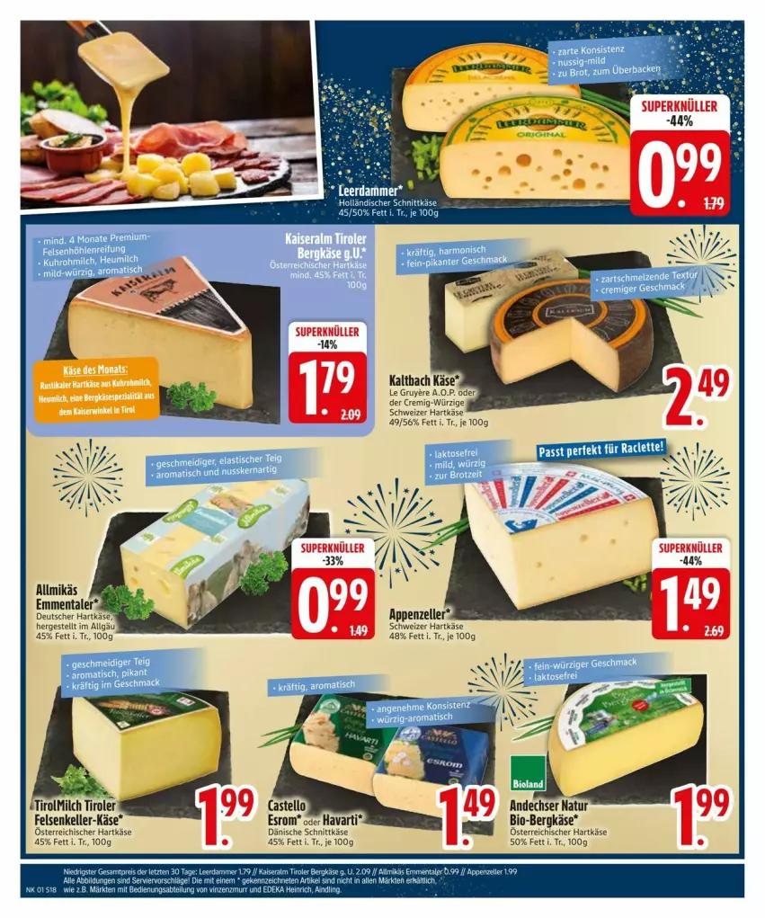 Aktueller Prospekt Edeka - Prospekte - von 29.12.2025 bis 05.01.2026 - strona 20 - produkty: Allmikäs, andechser natur, appenzeller, Bergkäse, bio, deka, elle, emmentaler, esrom, hartkäse, holländischer schnittkäse, Käse, LG, milch, natur, schnittkäse, schweizer hartkäse, Ti