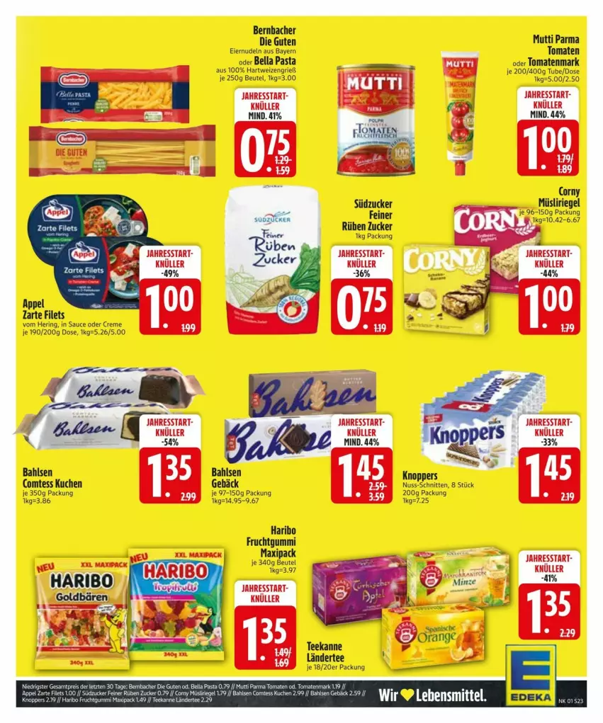 Aktueller Prospekt Edeka - Prospekte - von 29.12.2025 bis 05.01.2026 - strona 25 - produkty: bahlsen, bernbacher, beutel, comtess, comtess kuchen, creme, eier, eiernudeln, filet, filets, frucht, fruchtgummi, haribo, hartweizen, hering, knoppers, kuchen, Ländertee, lebensmittel, müsli, Müsliriegel, Mutti, nudel, nudeln, nuss, pasta, riegel, ring, sauce, schnitten, südzucker, tee, teekanne, Ti, tomate, tomaten, tomatenmark, zucker