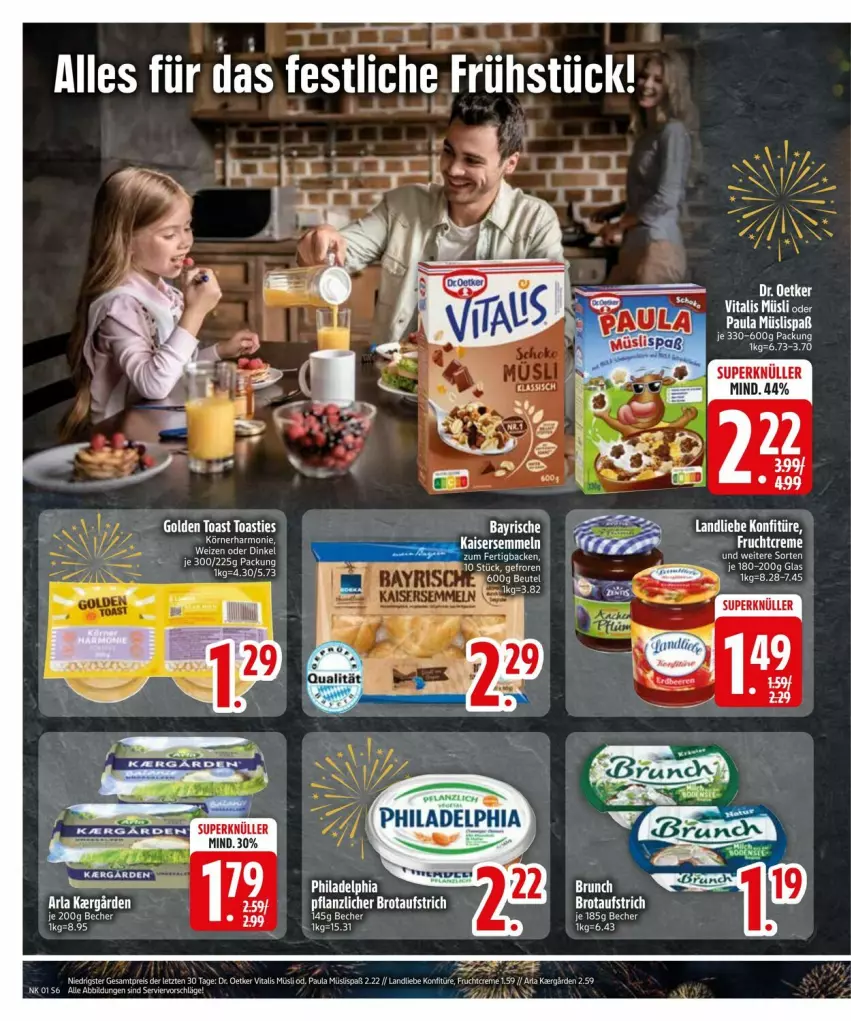 Aktueller Prospekt Edeka - Prospekte - von 29.12.2025 bis 05.01.2026 - strona 8 - produkty: arla, asti, aufstrich, Becher, beutel, brot, brotaufstrich, Dr. Oetker, frucht, golden toast, konfitüre, landliebe, müsli, Paula, philadelphia, Ti, toast, vita, vitalis, vitalis müsli