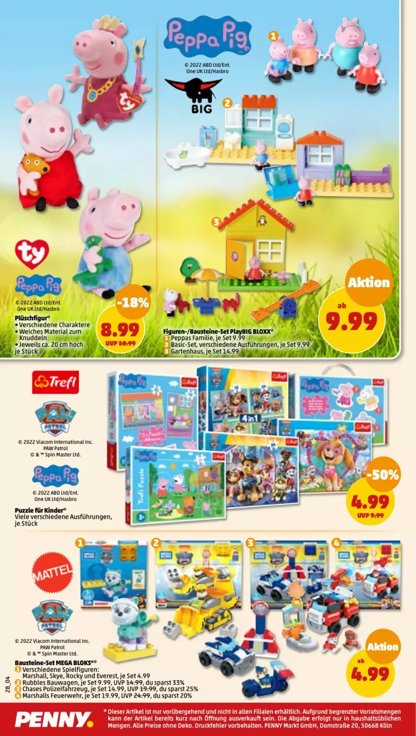 Aktueller Prospekt Penny - Prospekte - von 17.10 bis 22.10.2022 - strona 28 - produkty: aust, Bau, eis, Hasbro, Kinder, LG, mars, Paw Patrol, Plüsch, Puzzle, reis, Ria, rwe, Ti, ZTE