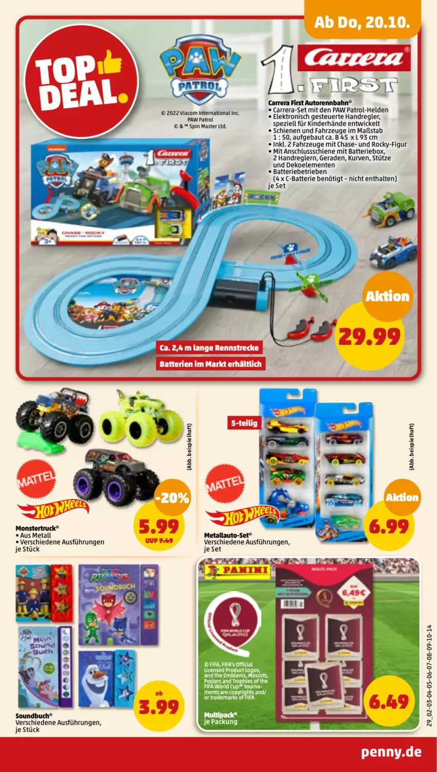 Aktueller Prospekt Penny - Prospekte - von 17.10 bis 22.10.2022 - strona 29 - produkty: auto, batterie, Bau, buch, Carrera, eis, Elektro, ente, Kinder, monster, Paw Patrol, Soundbuch, Spezi, Ti, WICK