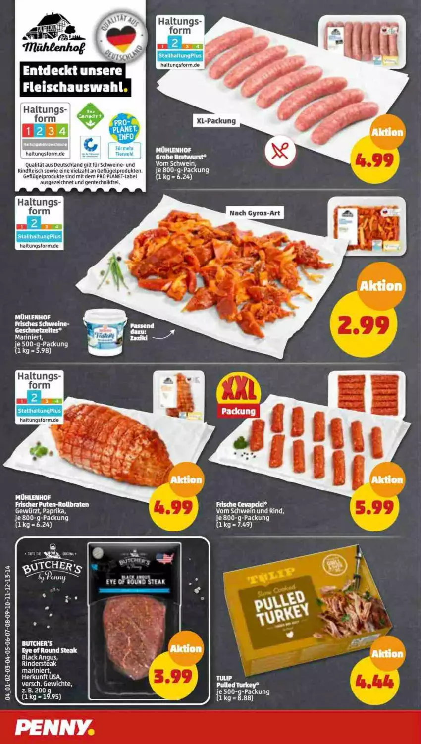 Aktueller Prospekt Penny - Prospekte - von 17.10 bis 22.10.2022 - strona 4 - produkty: eis, ente, fleisch, Geflügel, geflügelprodukte sind mit dem, geschnetzeltes, gyros, lack, rind, rinder, Rindersteak, rindfleisch, schwein, schweine, steak, tee, Ti, wein, weine, Zelt