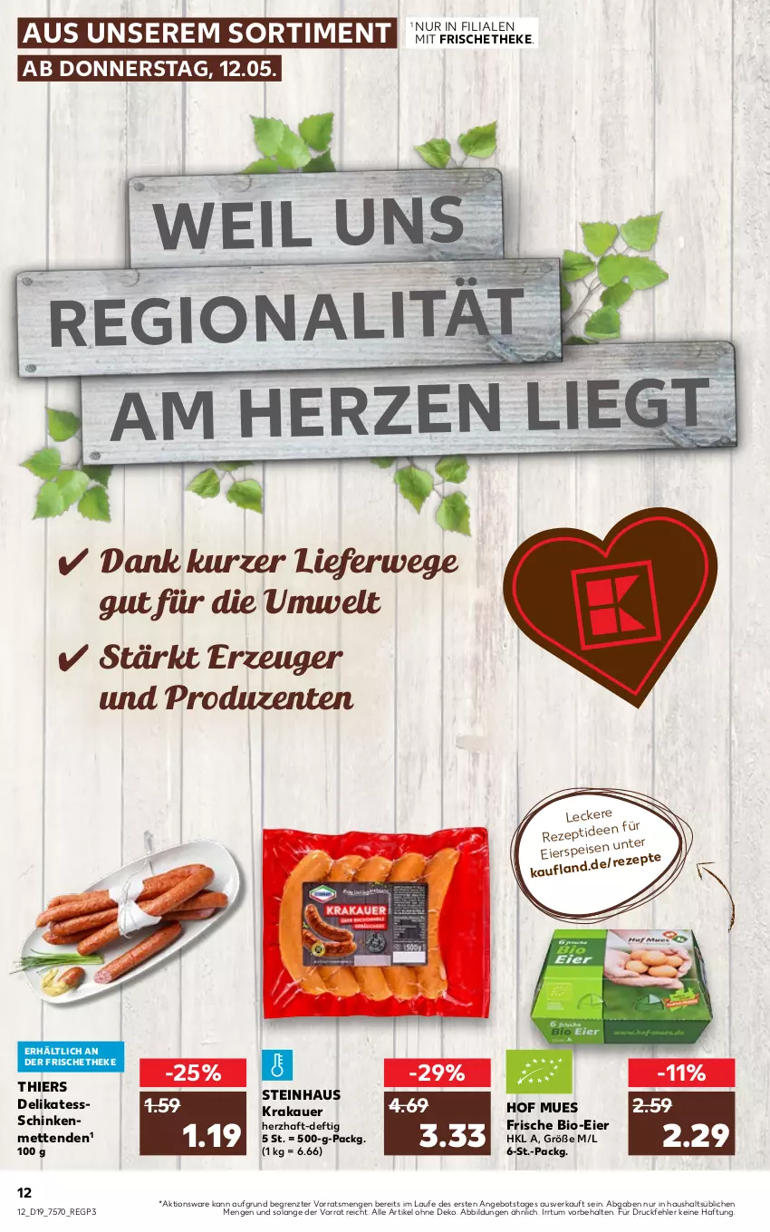 Aktueller Prospekt Kaufland - von 12.05 bis 18.05.2022 - strona 12 - produkty: angebot, auer, bio, eier, eis, ente, krakauer, Mett, metten, Mettenden, rezept, rwe, schinken, steinhaus, Ti, ZTE