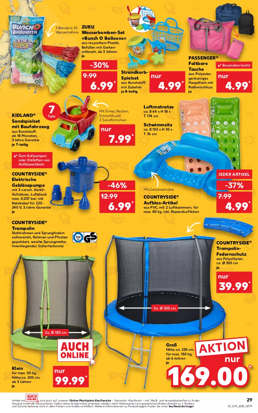 Aktueller Prospekt Kaufland - von 12.05 bis 18.05.2022 - strona 29 - produkty: asti, ball, Bau, eimer, eis, erde, Garten, gartenschlauch, getränk, getränke, getränkehalter, korb, Liege, luftmatratze, matratze, ndk, Rauch, schlauch, schuhe, Schwimmsitz, strandkorb, Tasche, Ti, Trampolin, versandkostenfrei, wasser, Wasserball, Wasserballons, wasserbomben