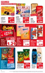 Gazetka promocyjna Kaufland - Gazetka - ważna od 18.05 do 18.05.2022 - strona 4 - produkty: angebot, beutel, chips, creme, duschgel, eier, erbsen, fa duschgel, frucht, fruchtgummi, fruchtgummis, funny-frisch, griesson, himbeer, kartoffel, kartoffelchips, kichererbsen, kitkat, lachgummi, lindor, lindt, linsen, lion, Manner, mikado, milch, nestlé, Nimm 2, orange, orangen, pfirsich, riegel, schoko, schokolade, schokoriegel, sim, snack, storck, Ti, vita, Vitamine, waffeln, ZTE