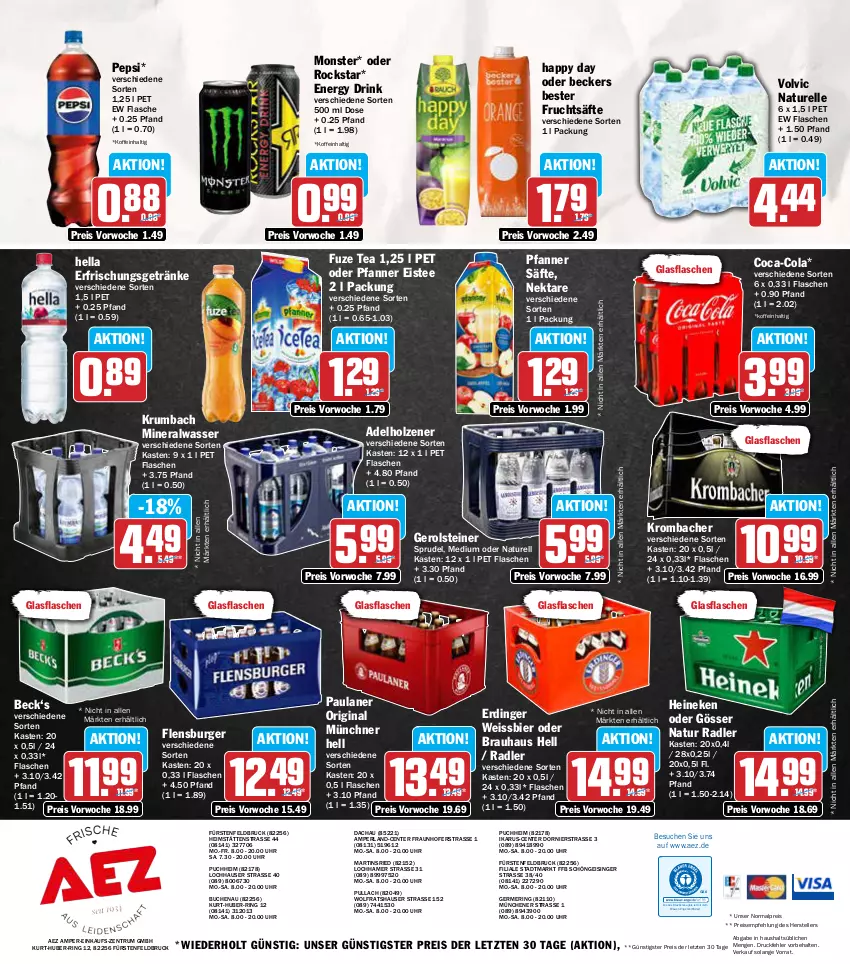 Aktueller Prospekt Aez - Prospekte - von 02.09 bis 07.09.2024 - strona 16 - produkty: adelholzener, AEZ, Alwa, Beckers Bester, bier, bio, buch, burger, coca-cola, cola, drink, drucker, eis, eistee, elle, energy drink, Engel, ente, erdinger, erfrischungsgetränk, erfrischungsgetränke, fisch, flasche, flensburger, frucht, fruchtsäfte, fuze tea, Germ, gerolsteine, gerolsteiner, getränk, getränke, gin, glasflasche, gösser, Happy Day, heineken, hella, Holz, kerze, krombache, krombacher, krumbach, mineralwasser, monster, natur, natur radler, Nektar, Paula, paulaner, pepsi, perla, pfanne, Pfanner, radler, reis, rel, ring, Rockstar, rum, säfte, Sprudel, steiner, tee, teller, Ti, uhr, volvic, wasser, weissbier, ZTE