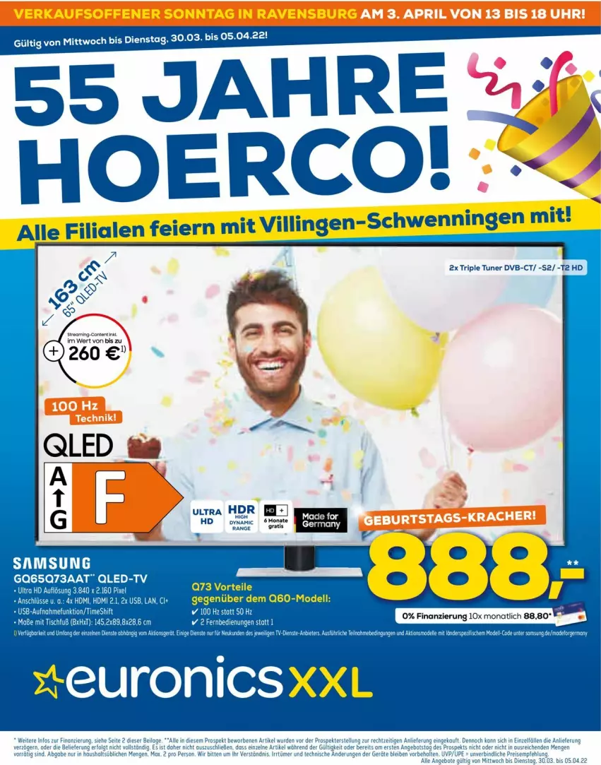 Aktueller Prospekt Euronics - Prospekte - von 30.03 bis 06.04.2022 - strona 1 - produkty: dell, deo, dvb, eier, HDMI, ilag, Mode, qled, qled-tv, Samsung, Ti, tisch, tuner, usb