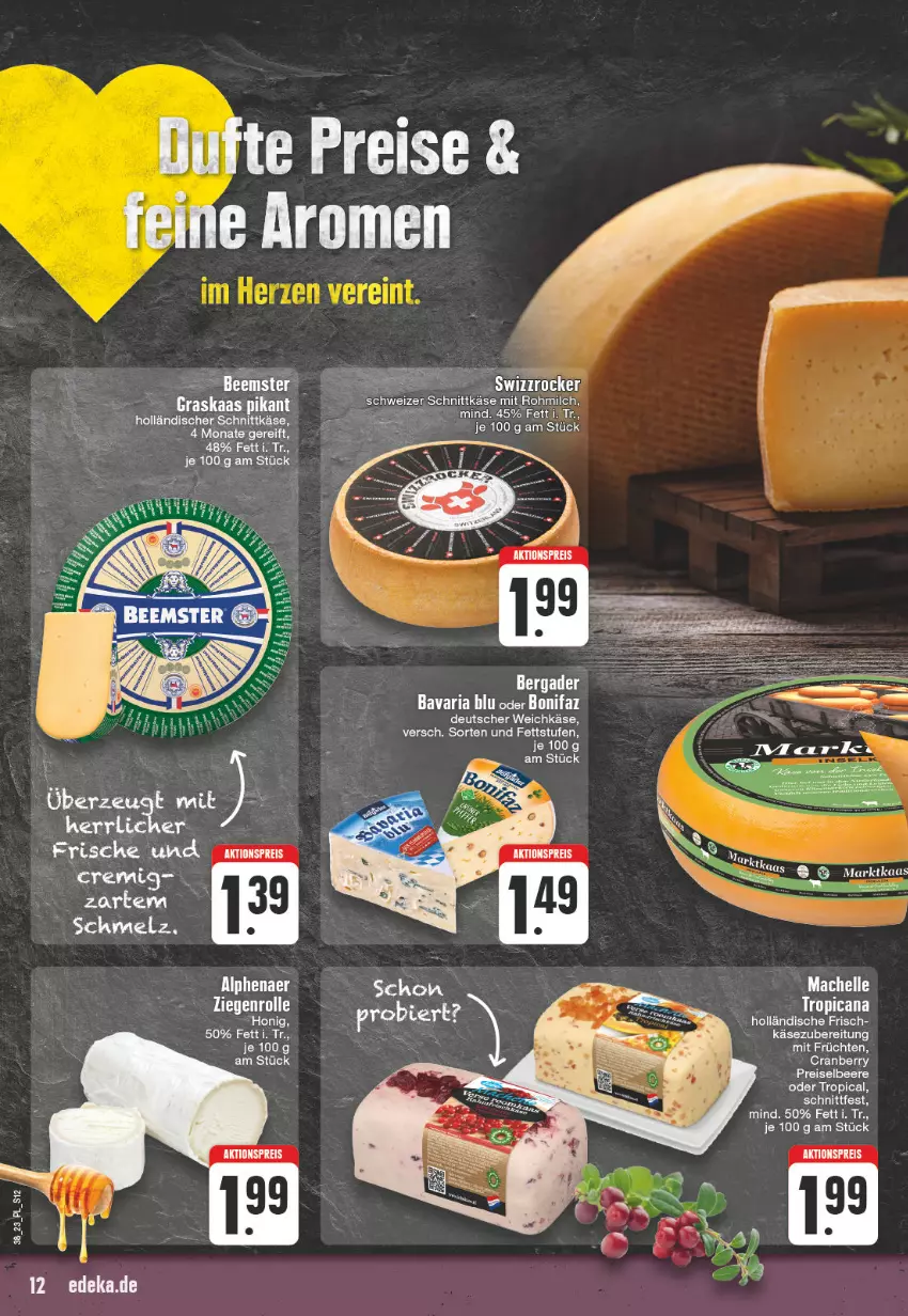 Aktueller Prospekt E Center - Angebote der Woche - von 18.09 bis 23.09.2023 - strona 12 - produkty: aktionspreis, bavaria blu, cranberry, deutscher weichkäse, eis, elle, früchte, früchten, holländischer schnittkäse, honig, Käse, mac, reis, Ria, schnittkäse, Ti, weichkäse