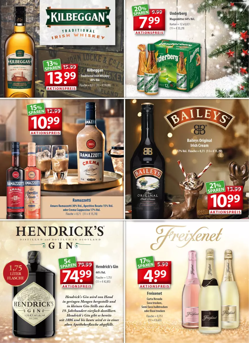 Aktueller Prospekt Getraenkeland - von 13.12 bis 24.12.2021 - strona 6 - produkty: amaro, aperitivo rosato, Apotheke, Cap, cappuccino, cin, flasche, freixenet, gin, Hendrick's Gin, Heu, irish whiskey, kilbeggan, leine, rama, ramazzott, ramazzotti, ring, rosato, Ti, underberg, whiskey, zott, ZTE