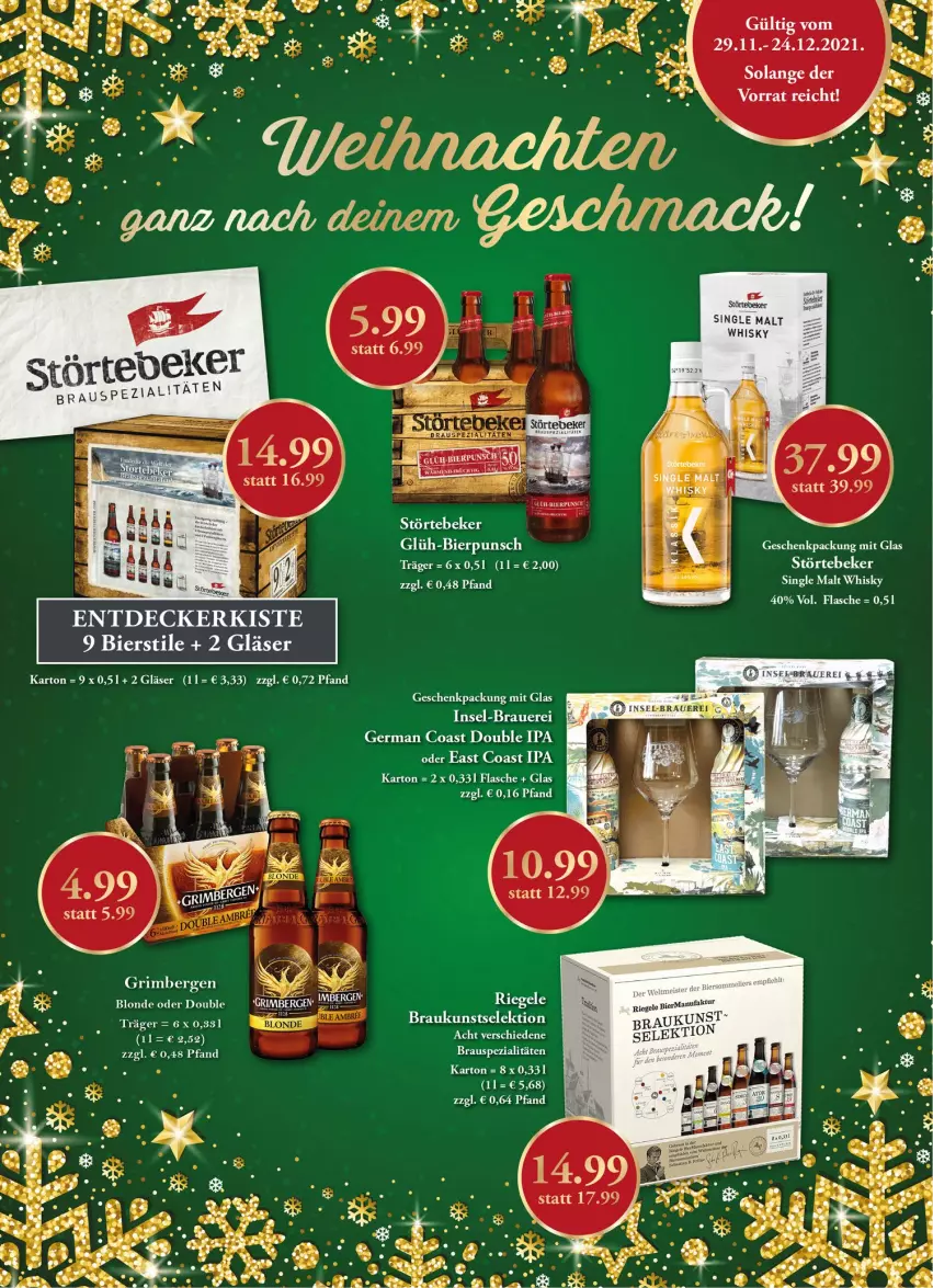 Aktueller Prospekt Getraenkeland - von 13.12 bis 24.12.2021 - strona 8 - produkty: auer, bier, decke, eis, Faktu, flasche, Germ, geschenkpackung, Gläser, Rana, riegel, single malt, Spezi, störtebeker, Ti, whisky