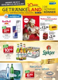 Gazetka promocyjna Getraenkeland - Gazetka - ważna od 24.12 do 24.12.2021 - strona 1 - produkty: aktionspreis, bier, coca-cola, cola, drink, eis, Elan, energy drink, , Lübzer, red bull, reis, ring, rwe, Staatl. Fachingen, Ti, wasser