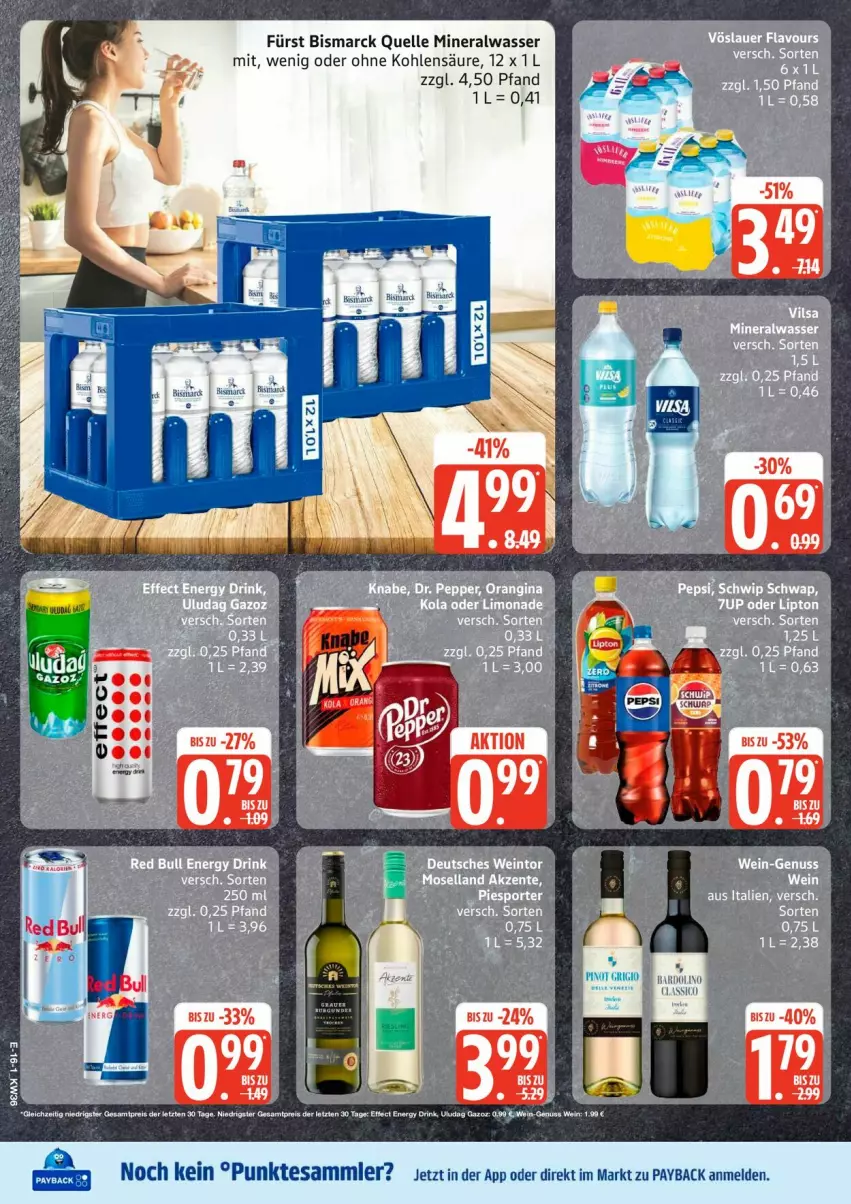 Aktueller Prospekt Edeka - Prospekte - von 31.08 bis 05.09.2026 - strona 21 - produkty: Alwa, bismarck, drink, eis, elle, energy drink, mineralwasser, payback, reis, tesa, Ti, wasser, wein, ZTE