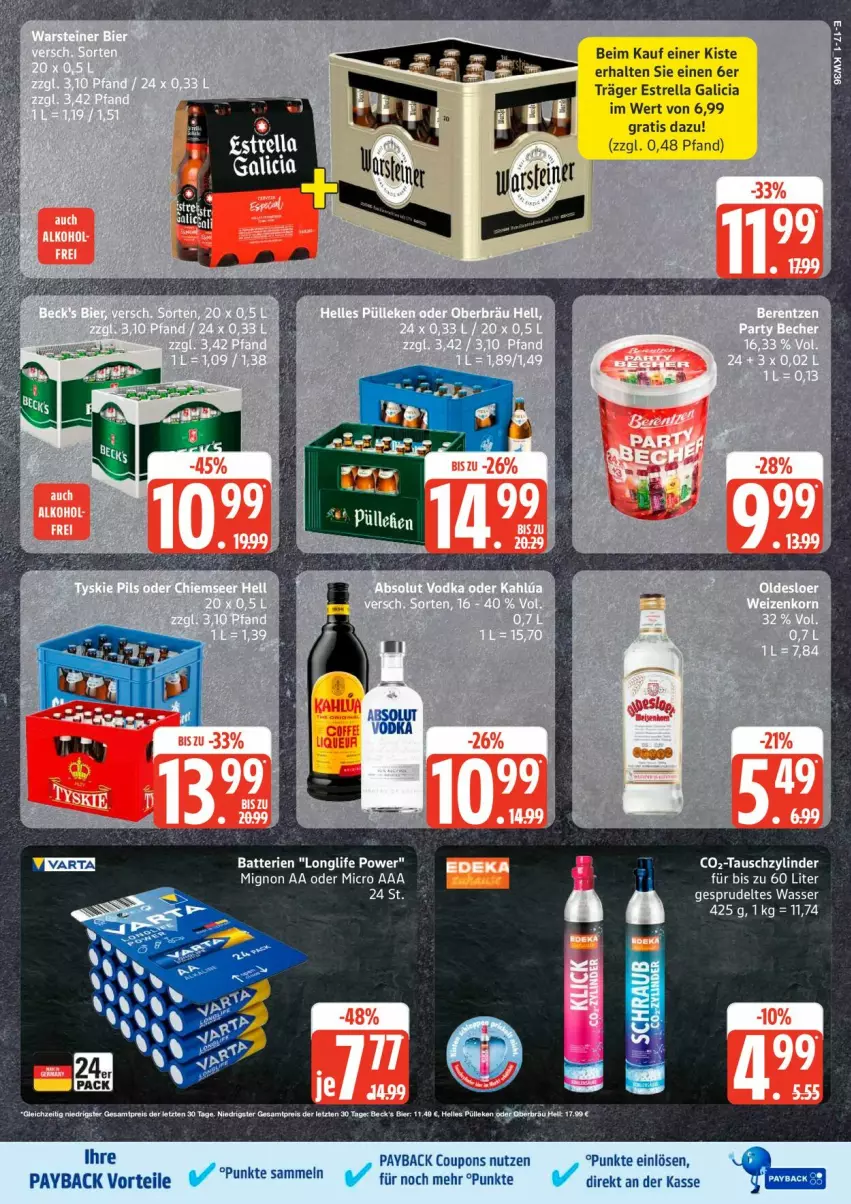 Aktueller Prospekt Edeka - Prospekte - von 31.08 bis 05.09.2026 - strona 23 - produkty: batterie, batterien, coupon, coupons, longlife, payback, rel, Sprudel, Ti, wasser