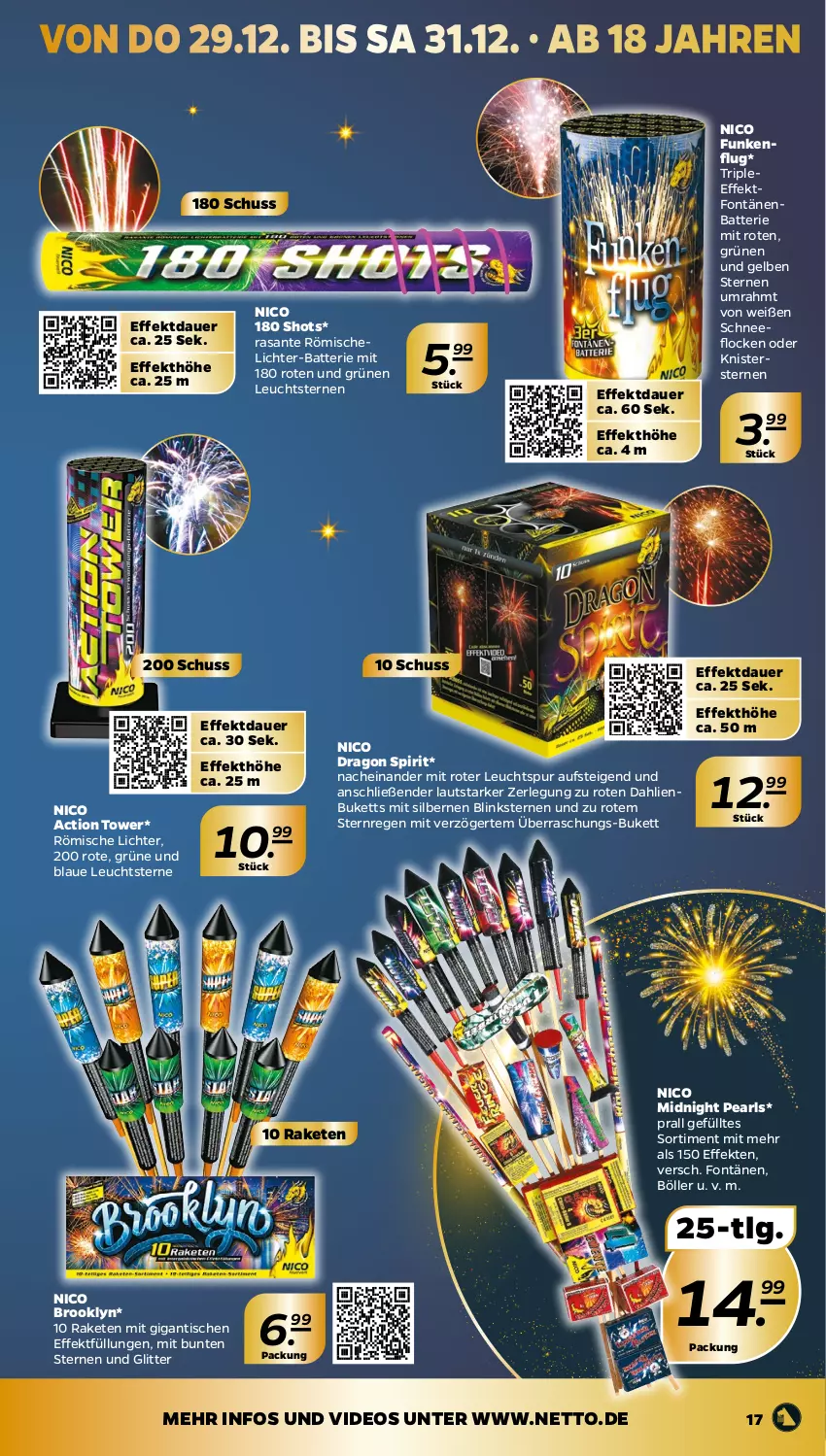 Aktueller Prospekt Netto - Woche 52 - von 26.12 bis 31.12.2022 - strona 17 - produkty: auer, batterie, dahlie, deo, LG, Raketen, Römische Lichter, SANTE, Ti, tisch