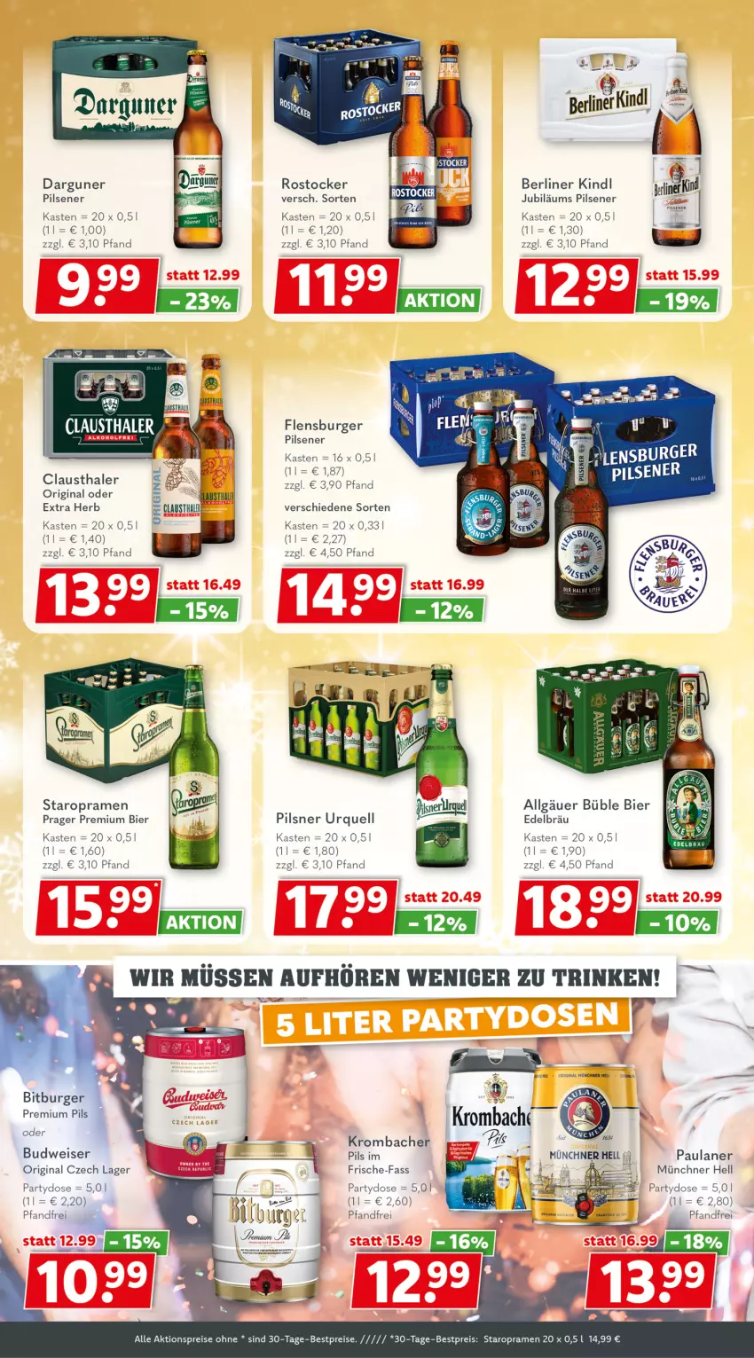 Aktueller Prospekt Getraenkeland - von 23.12.2024 bis 04.01.2025 - strona 2 - produkty: aktionspreis, aust, berliner, berliner kindl, bestpreis, bestpreise, bier, bitburger, budweiser, burger, clausthaler, dip, eis, flensburger, gin, Jubiläums, krombache, krombacher, LG, Paula, paulaner, pils, pilsener, pilsner, pilsner urquell, premium pils, reis, Rostocker, Staropramen, Ti