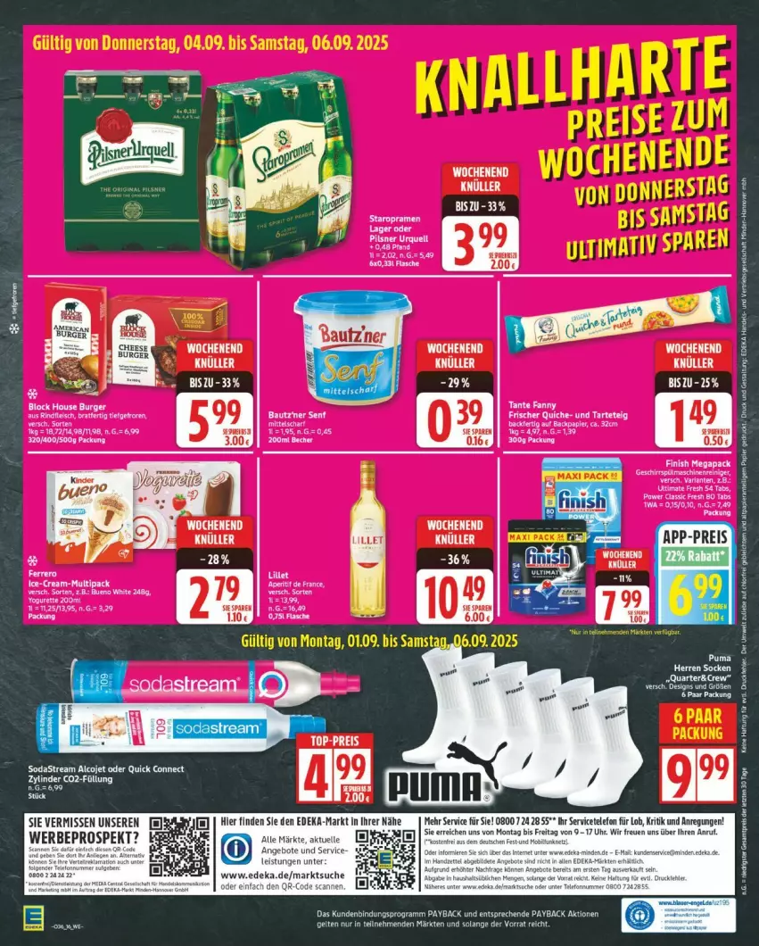 Aktueller Prospekt Edeka - Prospekte - von 01.09 bis 06.09.2025 - strona 16 - produkty: angebot, angebote, burger, deka, eis, elle, ente, papier, payback, reis, telefon, Ti, uhr