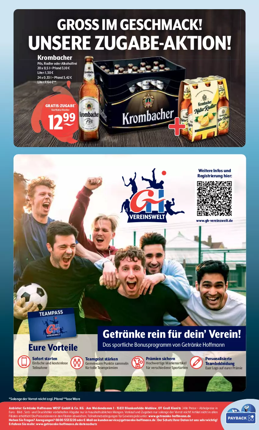 Aktueller Prospekt Getraenke Hoffmann - Prospekte - von 03.04 bis 15.04.2023 - strona 8 - produkty: abholpreise, alkohol, eis, getränk, getränke, gewinnspiel, kleid, Kleidung, krombache, krombacher, krombacher pils, mac, natur, natur radler, Persona, pils, radler, reis, Spiele, Sport, Ti