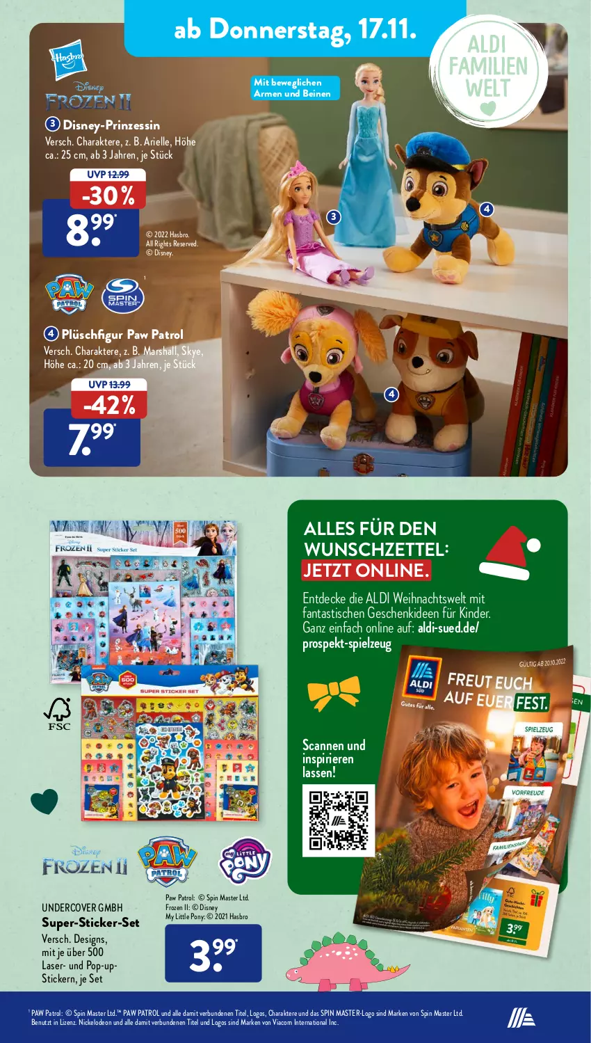 Aktueller Prospekt AldiSud - NÄCHSTE WOCHE - von 14.11 bis 19.11.2022 - strona 33 - produkty: aldi, ariel, asti, decke, deo, disney, elle, fanta, Hasbro, Kinder, mars, Paw Patrol, Plüsch, spielzeug, Ti, tisch