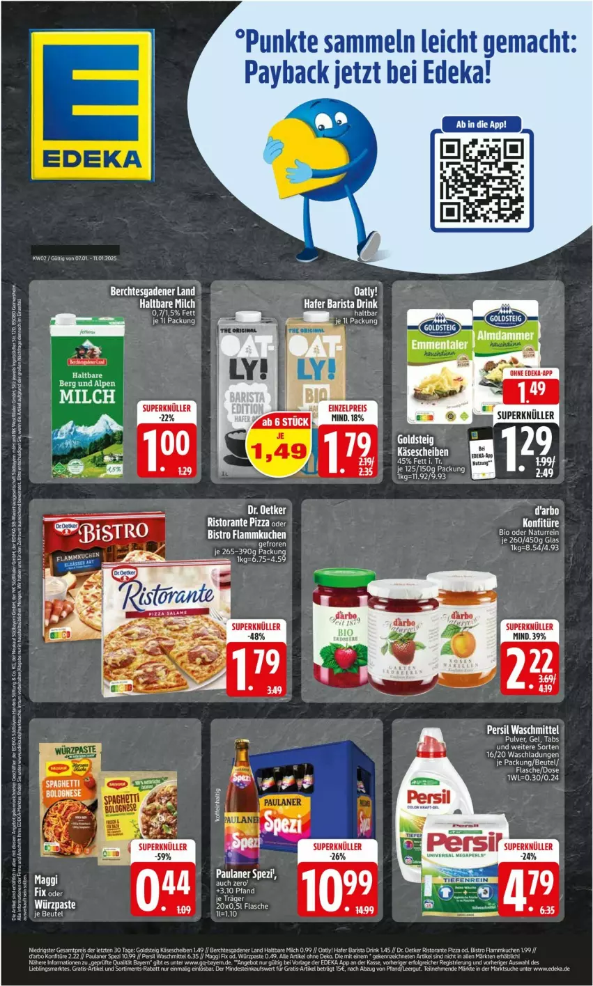 Aktueller Prospekt Edeka - Prospekte - von 06.01 bis 11.01.2025 - strona 1 - produkty: bett, bolognese, cin, deka, drink, eis, flasche, hafer, Käse, käsescheiben, konfitüre, Paula, paulaner, payback, pizza, reis, ristorante, ristorante pizza, rosen, Spezi, tee, Ti