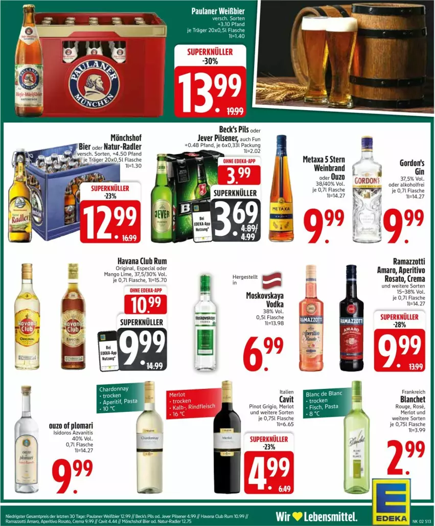 Aktueller Prospekt Edeka - Prospekte - von 06.01 bis 11.01.2025 - strona 15 - produkty: alkohol, amaro, aperitivo rosato, beck's, bier, flasche, gin, gordon, gordon's, Havana Club, jever, jever pilsener, lebensmittel, mango, merl, merlot, Metaxa, mönchshof, natur, ouzo, pils, pilsener, Pinot, pinot grigio, radler, rama, ramazzott, ramazzotti, rosato, rouge, rum, Ti, vodka, wein, weinbrand, zott