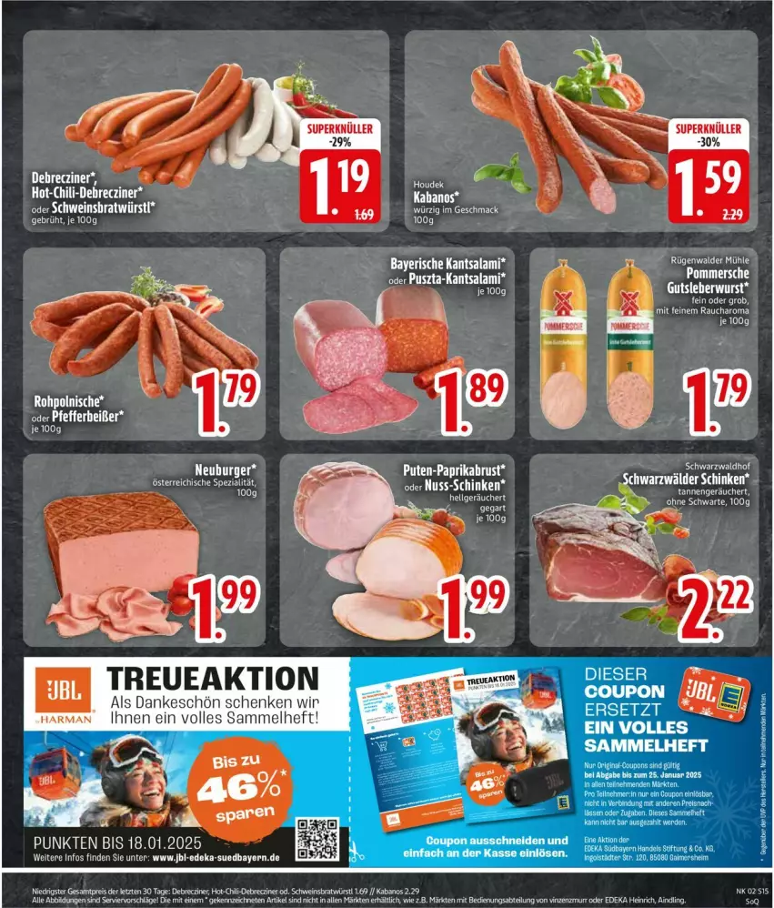 Aktueller Prospekt Edeka - Prospekte - von 06.01 bis 11.01.2025 - strona 17 - produkty: burger, deka, jbl, kabanos, LG, mac, Neuburger, nuss, salami, schinken, tee, Ti, ZTE