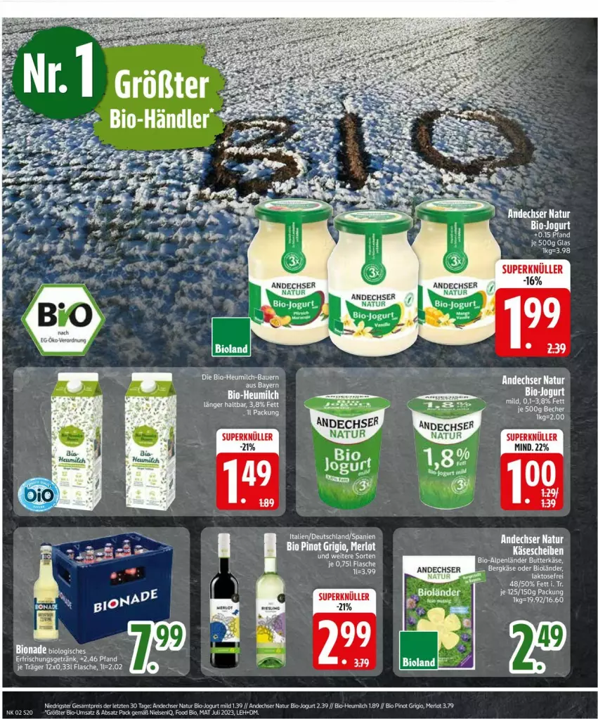 Aktueller Prospekt Edeka - Prospekte - von 06.01 bis 11.01.2025 - strona 22 - produkty: andechser natur, auer, Bau, Bauer, Becher, bio, bionade, butter, butterkäse, eis, erfrischungsgetränk, getränk, Heu, heumilch, jogurt, Käse, LG, merl, merlot, milch, natur, Pinot, pinot grigio, reis, Ti, ZTE