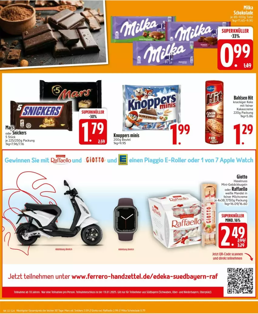 Aktueller Prospekt Edeka - Prospekte - von 06.01 bis 11.01.2025 - strona 26 - produkty: Apple, Apple Watch, bahlsen, beutel, creme, E-Roller, giotto, haselnuss, kakao, keks, knoppers, Kugel, mandel, milch, nuss, raffaello, Roller, snickers