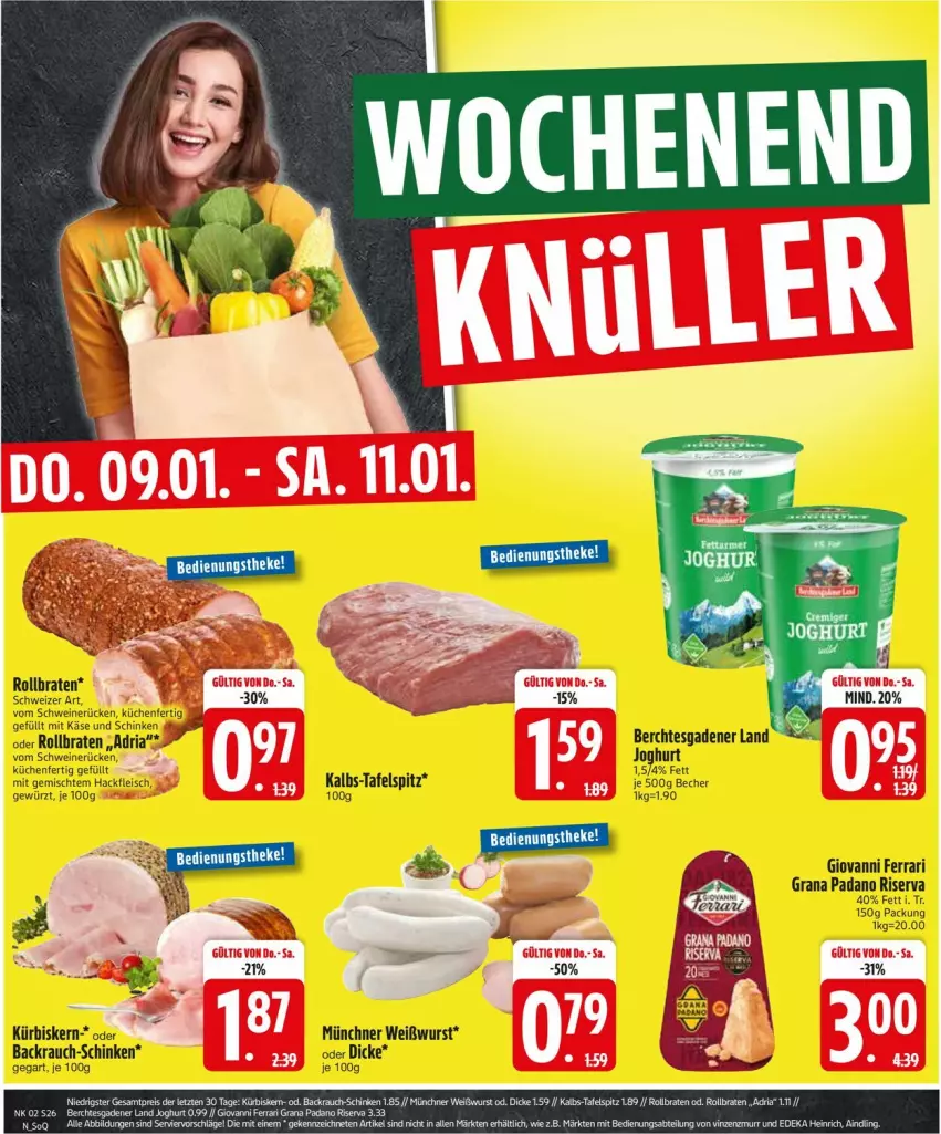 Aktueller Prospekt Edeka - Prospekte - von 06.01 bis 11.01.2025 - strona 28 - produkty: Becher, braten, eis, fleisch, gewürz, grana, grana padano, hackfleisch, joghur, joghurt, Käse, küche, Küchen, Kürbis, padano, Rana, Rauch, Ria, riserva, rollbraten, schinken, schwein, schweine, schweinerücken, Ti, wein, weine, Weißwurst, wurst