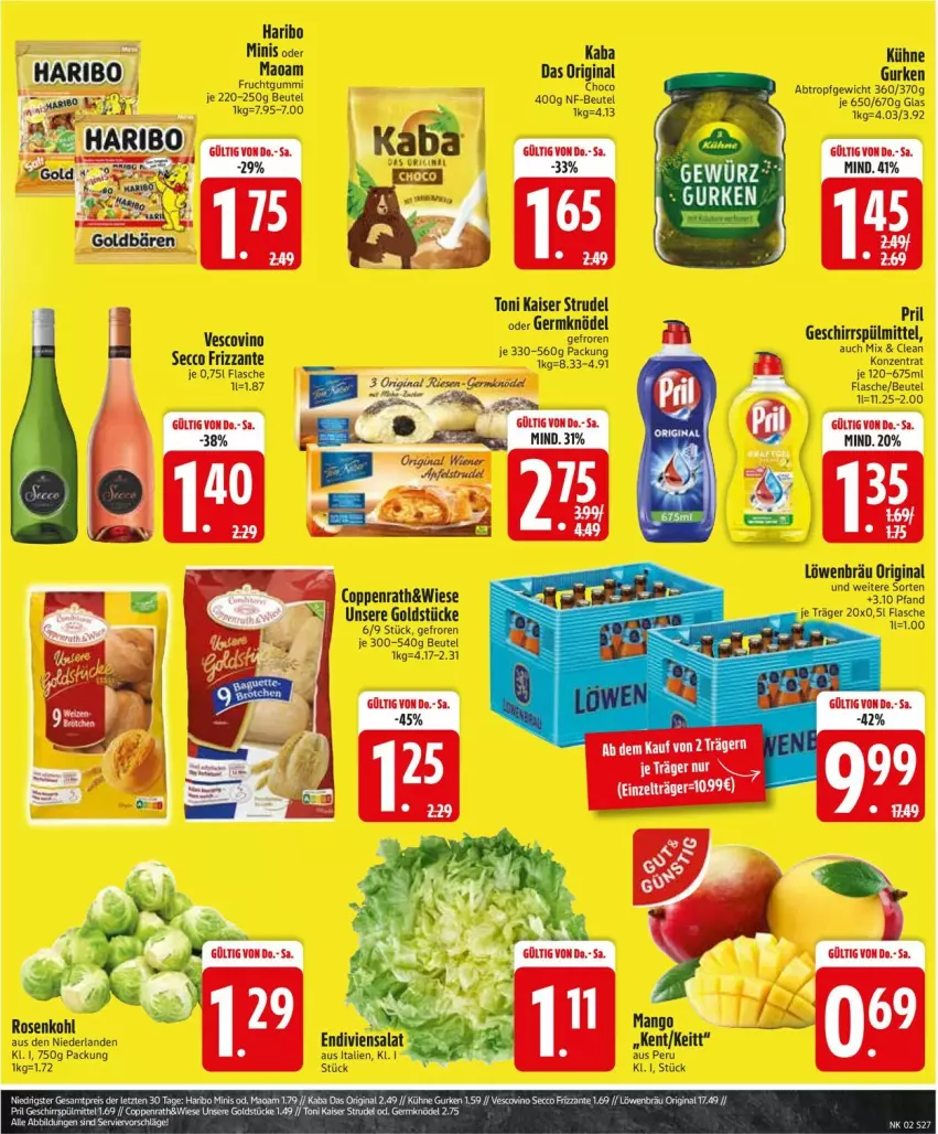 Aktueller Prospekt Edeka - Prospekte - von 06.01 bis 11.01.2025 - strona 29 - produkty: beutel, coppenrath, ecco, flasche, frizzante, Germ, geschirr, geschirrspülmittel, gin, Goldstücke, haribo, Kaiser, Knödel, Kühne, mango, pril, rosen, Rosenkohl, spülmittel, Strudel, vescovino