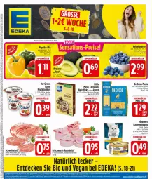 Gazetka promocyjna Edeka - Prospekte - Gazetka - ważna od 11.01 do 11.01.2025 - strona 3 - produkty: auer, aufschnitt, Becher, beere, beeren, beutel, bier, bierschinken, bio, cerealien, De Cecco, decke, deka, ecco, frischwurst-aufschnitt, frucht, fruchtjoghurt, hafer, haferfleks, hartweizen, heidelbeere, heidelbeeren, joghur, joghurt, katzennahrung, kissen, kölln, müsli, paprika, pasta, schinken, schwein, schweine, Ti, wein, weine, wurst