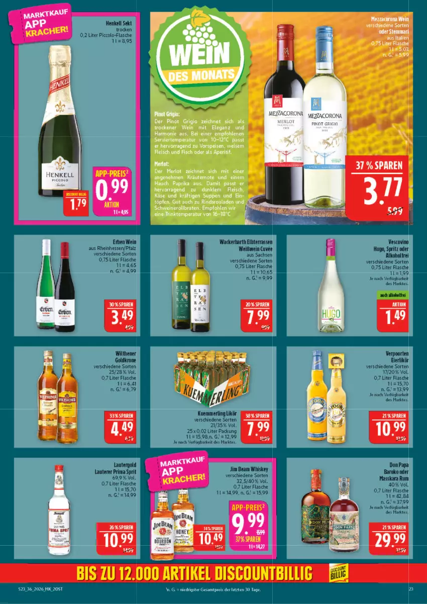 Aktueller Prospekt Marktkauf - Prospekt - von 30.08 bis 05.09.2026 - strona 23 - produkty: corona, eis, henkel, henkell, mezzacorona, Pinot, pinot grigio, reis, ZTE
