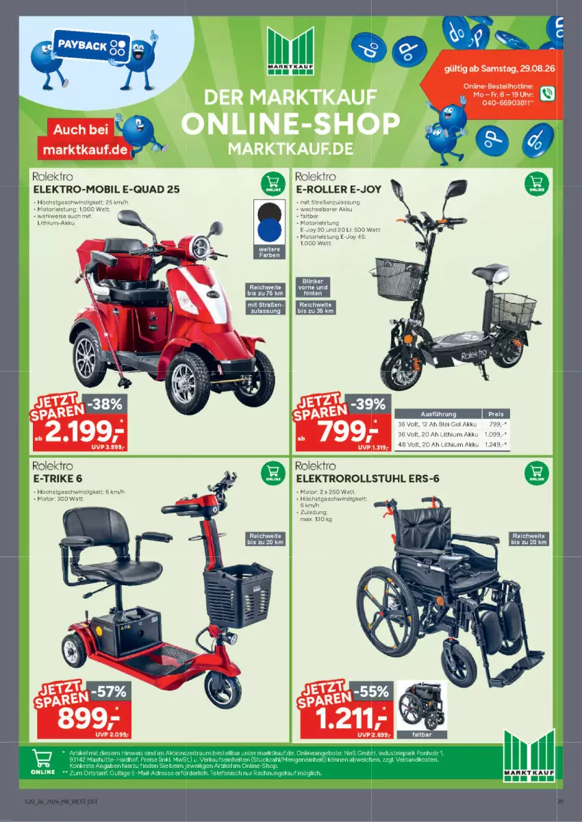 Aktueller Prospekt Marktkauf - Prospekt - von 30.08 bis 05.09.2026 - strona 29 - produkty: akku, E-Roller, eis, Elektro, quad, Roller, stuhl, Ti, uhr