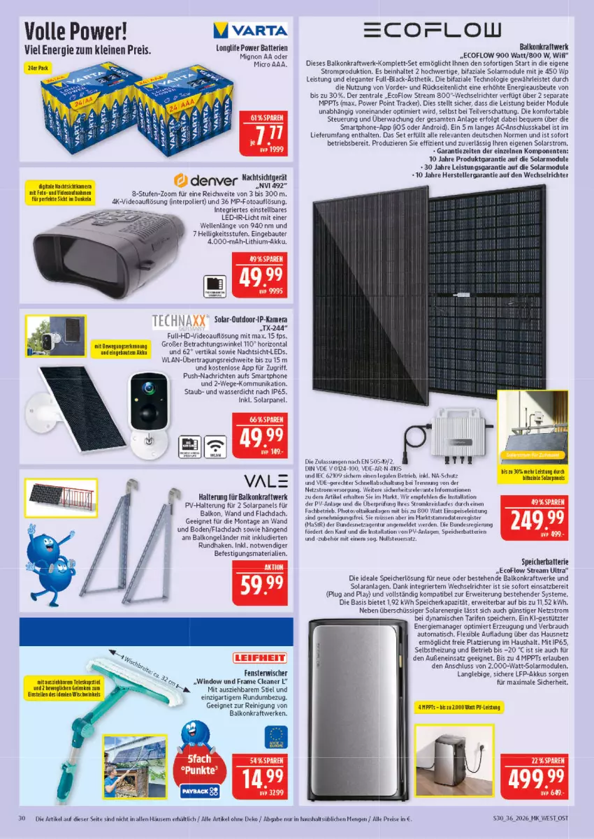 Aktueller Prospekt Marktkauf - Prospekt - von 30.08 bis 05.09.2026 - strona 30 - produkty: akku, auto, batterie, batterien, Bau, deo, eis, elle, ente, erde, fenster, gsw, kamera, kraft, lack, leds, leine, LG, longlife, Rauch, Reinigung, reis, rel, Ria, rum, rwe, Schal, smartphone, Teleskop, teleskopstiel, teller, Ti, tisch, usb, varta, wasser, ZTE