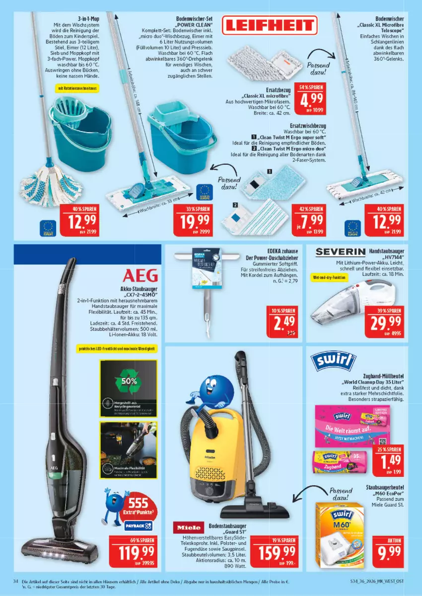Aktueller Prospekt Marktkauf - Prospekt - von 30.08 bis 05.09.2026 - strona 34 - produkty: akku, Akku-Staubsauger, Behälter, beutel, bodenstaubsauger, bodenwischer, Brei, deka, eimer, eis, elle, handstaubsauger, Kinder, Kinderspiel, miele, mikrofaser, müllbeutel, Pinsel, reifen, Reinigung, reis, ring, severin, staubbeutel, staubsauger, staubsaugerbeutel, Teleskop, Ti, ZTE