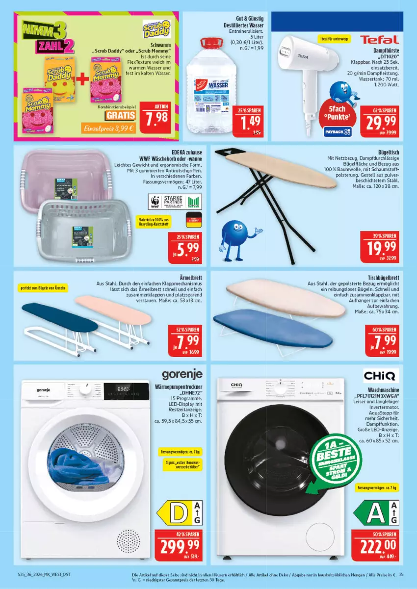 Aktueller Prospekt Marktkauf - Prospekt - von 30.08 bis 05.09.2026 - strona 35 - produkty: aqua, aquastop, Bau, baumwolle, bügel, bügeltisch, bürste, chia, deka, eis, gorenje, korb, reis, sesam, tefal, Ti, tisch, Wanne, wäschekorb, waschmaschine, wasser, wassertank, wolle, ZTE