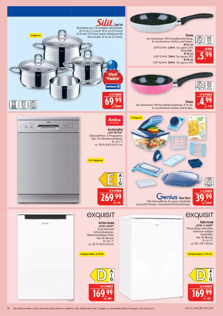 Aktueller Prospekt Marktkauf - Prospekt - von 30.08 bis 05.09.2026 - strona 36 - produkty: besteck, decke, Deckel, edelstahl, eis, gefrierschrank, geschirr, geschirrspüler, kühlschrank, pfanne, reis, Schrank, schubladen, stielkasserolle, Ti, türanschlag wechselbar