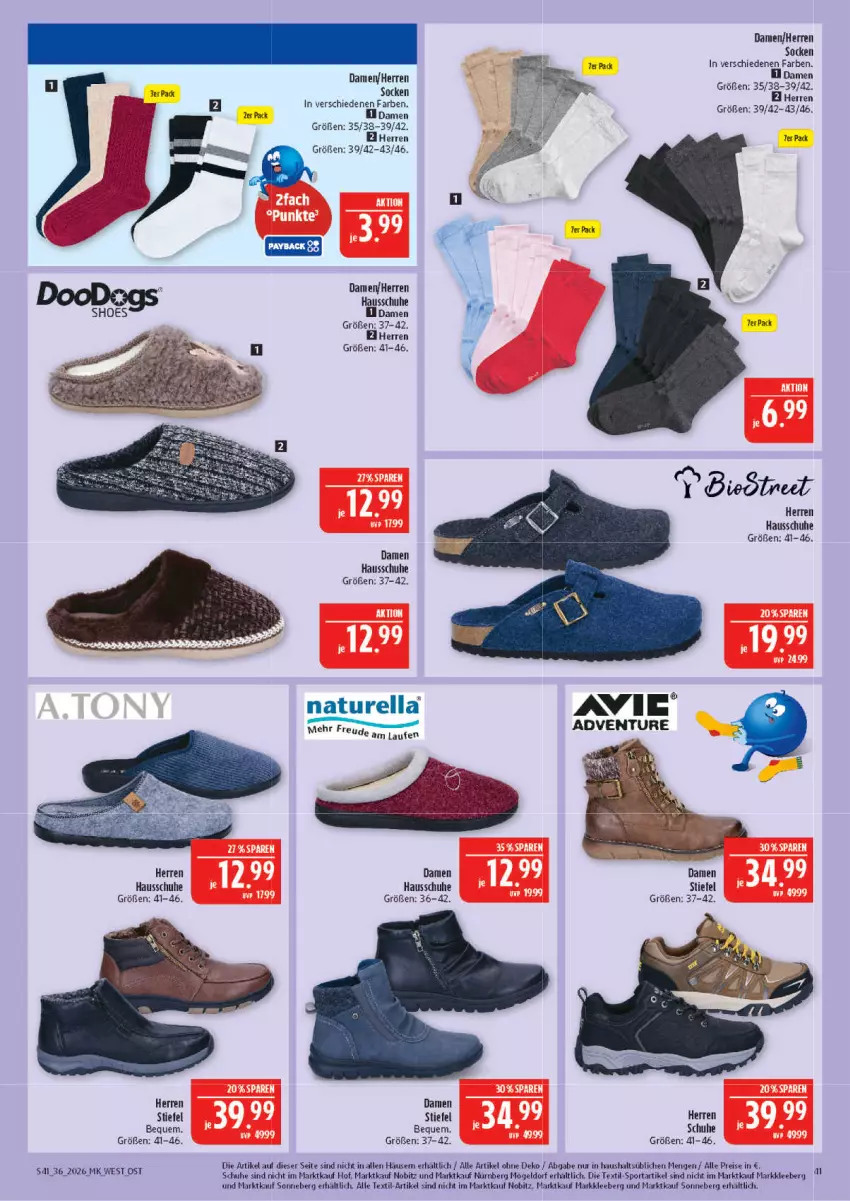 Aktueller Prospekt Marktkauf - Prospekt - von 30.08 bis 05.09.2026 - strona 41 - produkty: eis, Hausschuhe, Laufen, natur, Naturella, reis, rel, sac, schuhe, socken, Sport, Ti