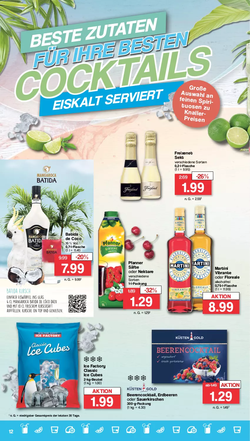 Aktueller Prospekt Famila - Prospekte - von 24.07 bis 29.07.2023 - strona 12 - produkty: alkohol, auer, batida, beere, beeren, beutel, cocktail, eis, erdbeere, erdbeeren, flasche, freixenet, kirsch, kirsche, kirschen, loreal, martini, Nektar, pfanne, Pfanner, reis, säfte, sauerkirschen, sekt, Ti, ZTE