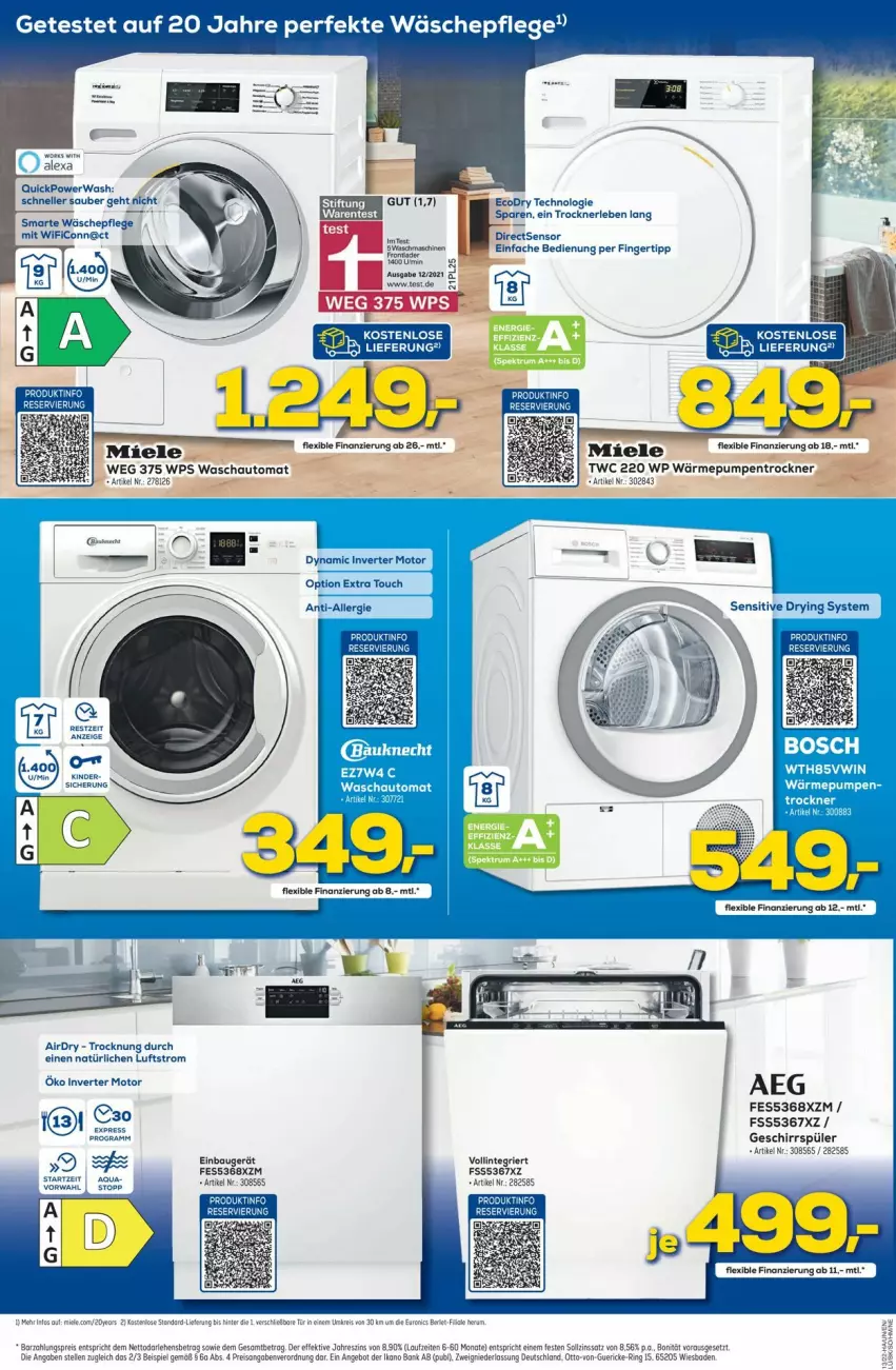 Aktueller Prospekt Euronics - Prospekte - von 30.03 bis 06.04.2022 - strona 8 - produkty: ariel, auto, Bad, Bau, elle, geschirr, geschirrspüler, miele, ring, Ti, Trockner, wärmepumpentrockner