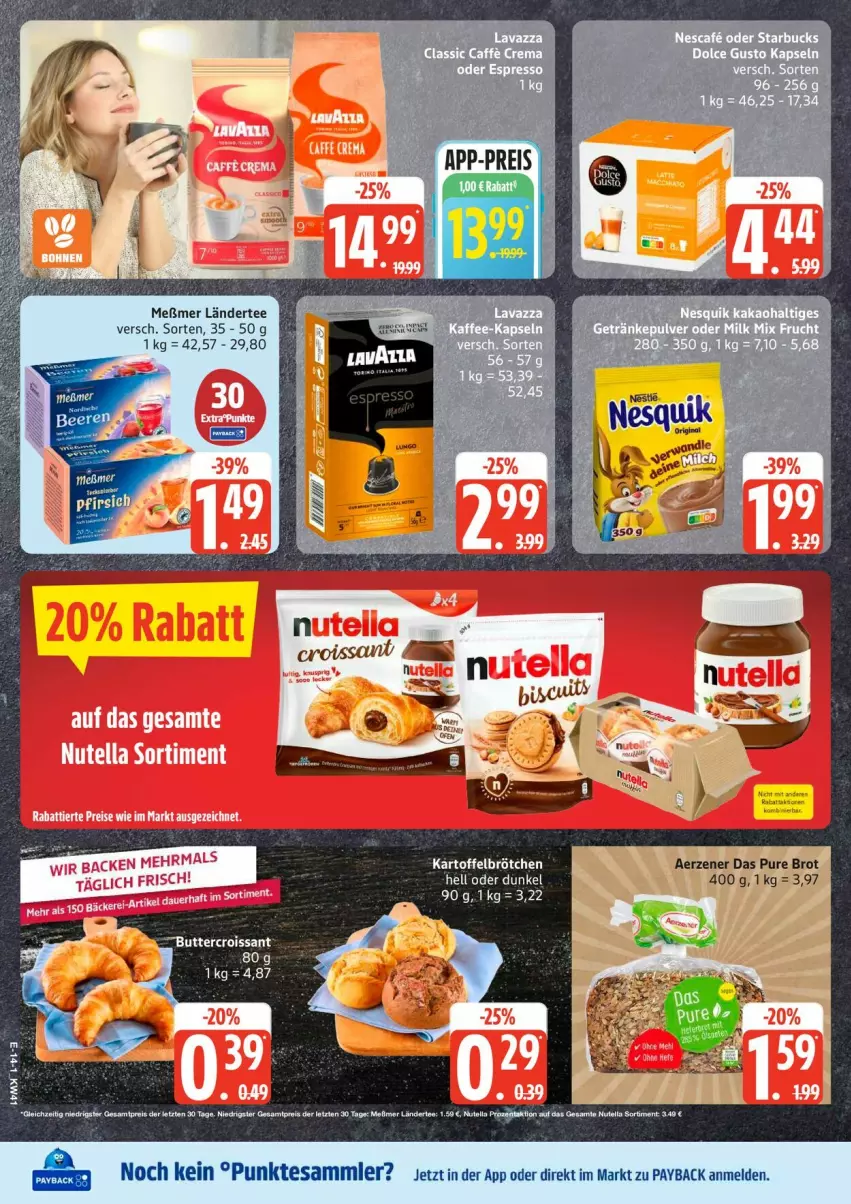 Aktueller Prospekt Edeka - Prospekte - von 05.10 bis 10.10.2026 - strona 17 - produkty: brot, brötchen, eis, Ländertee, Meßmer, nutella, payback, reis, tee, tesa, Ti, ZTE