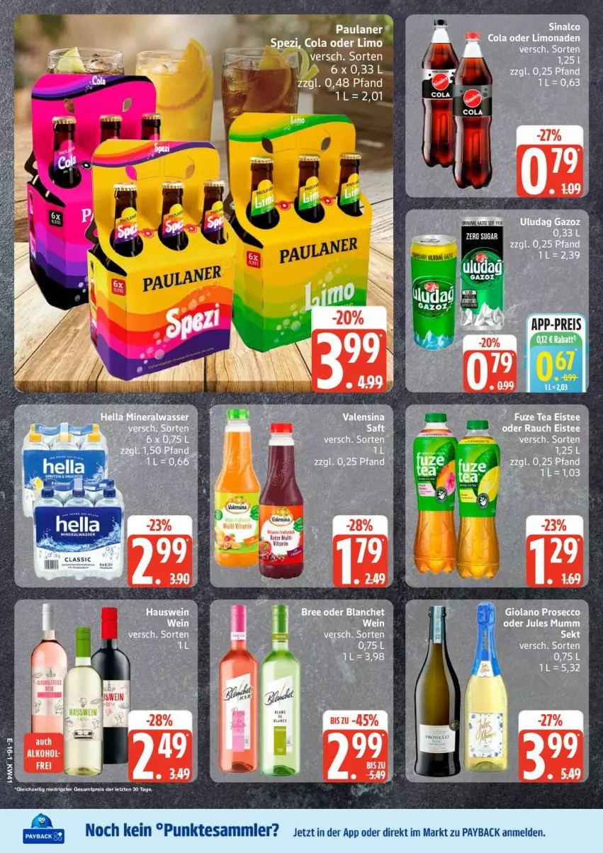 Aktueller Prospekt Edeka - Prospekte - von 05.10 bis 10.10.2026 - strona 19 - produkty: cola, eis, limo, payback, reis, tesa, Ti, wein