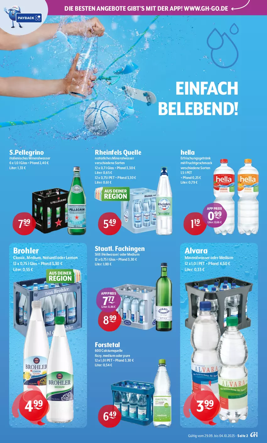 Aktueller Prospekt Getraenke Hoffmann - Prospekte - von 29.09 bis 04.10.2025 - strona 2 - produkty: Alwa, angebot, angebote, Calcium, eis, elle, erfrischungsgetränk, Forstetal, frucht, getränk, hella, mac, mineralwasser, mit frucht, natur, natürliches mineralwasser, reis, rel, rheinfels quelle, Staatl. Fachingen, Ti, wasser