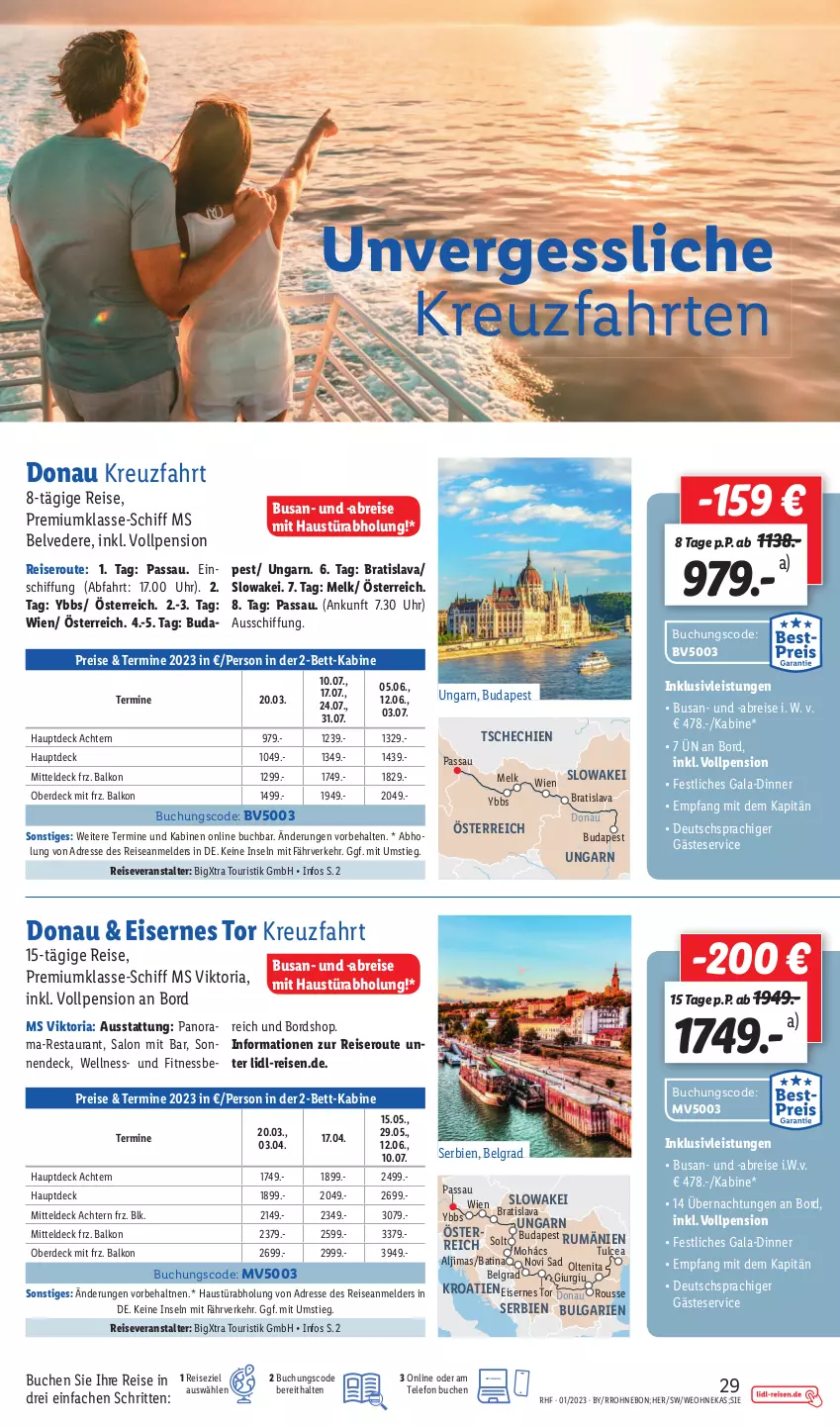 Aktueller Prospekt Lidl - Monatliche Reise-Highlights - von 28.12.2022 bis 31.01.2023 - strona 29 - produkty: aust, Bau, bett, Brei, buch, eis, erde, Heu, inklusivleistungen, kreuzfahrten, LG, mac, Persona, reis, reiseveranstalter, Ria, rum, telefon, Ti, uhr